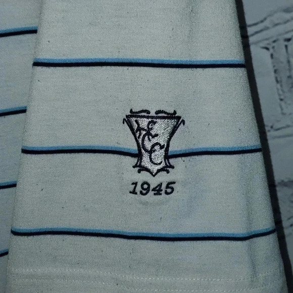 FootJoy FJ Golf Blue Striped Short Sleeve Polo Shirt Men's sz Large with Logo. - Picture 3 of 15